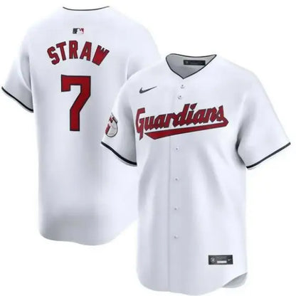 White Cleveland Guardians Nike home limited player jersey worn by Myles Straw