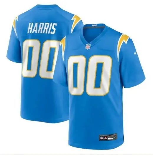 Najee Harris Los Angeles Chargers powder blue game jersey with HARRIS 00 on back and front
