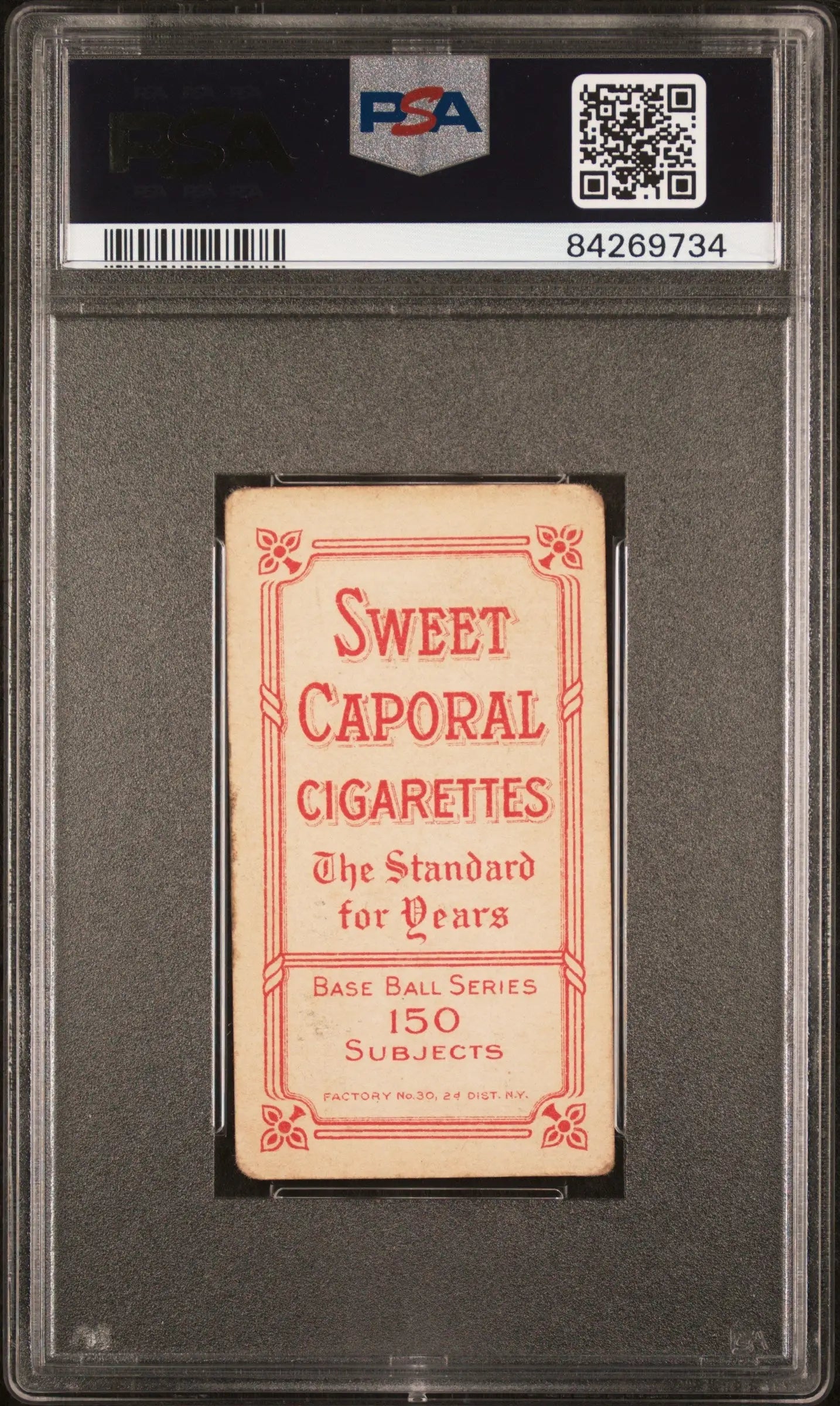 Vintage Nap Lajoie T206 Sweet Caporal 150/30 trading card in PSA graded case