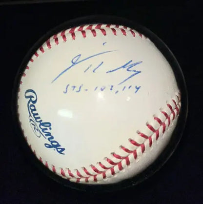 Autographed Rawlings baseball signed by Eileen Collins and Soichi Noguchi, NASA STS-114