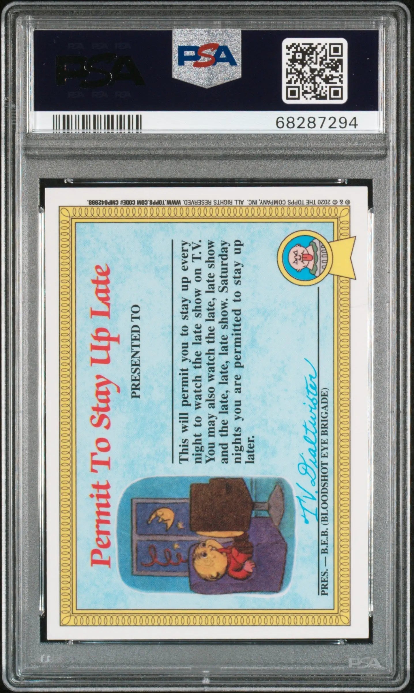PSA-graded Nasty Nick 2002 Topps Garbage Pail Kids Sapphire card with gold border design