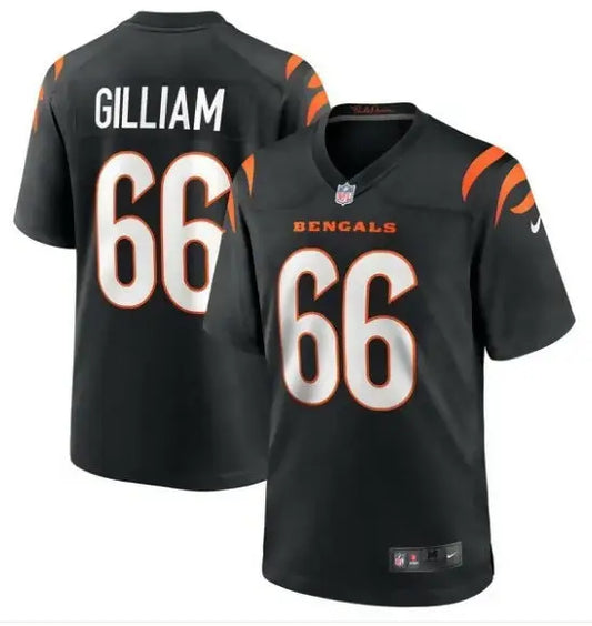 Black and orange Cincinnati Bengals Nate Gilliam Game Player Jersey with GILLIAM on back