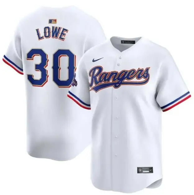 White Nathaniel Lowe Texas Rangers Nike 2024 Gold Collection limited player jersey