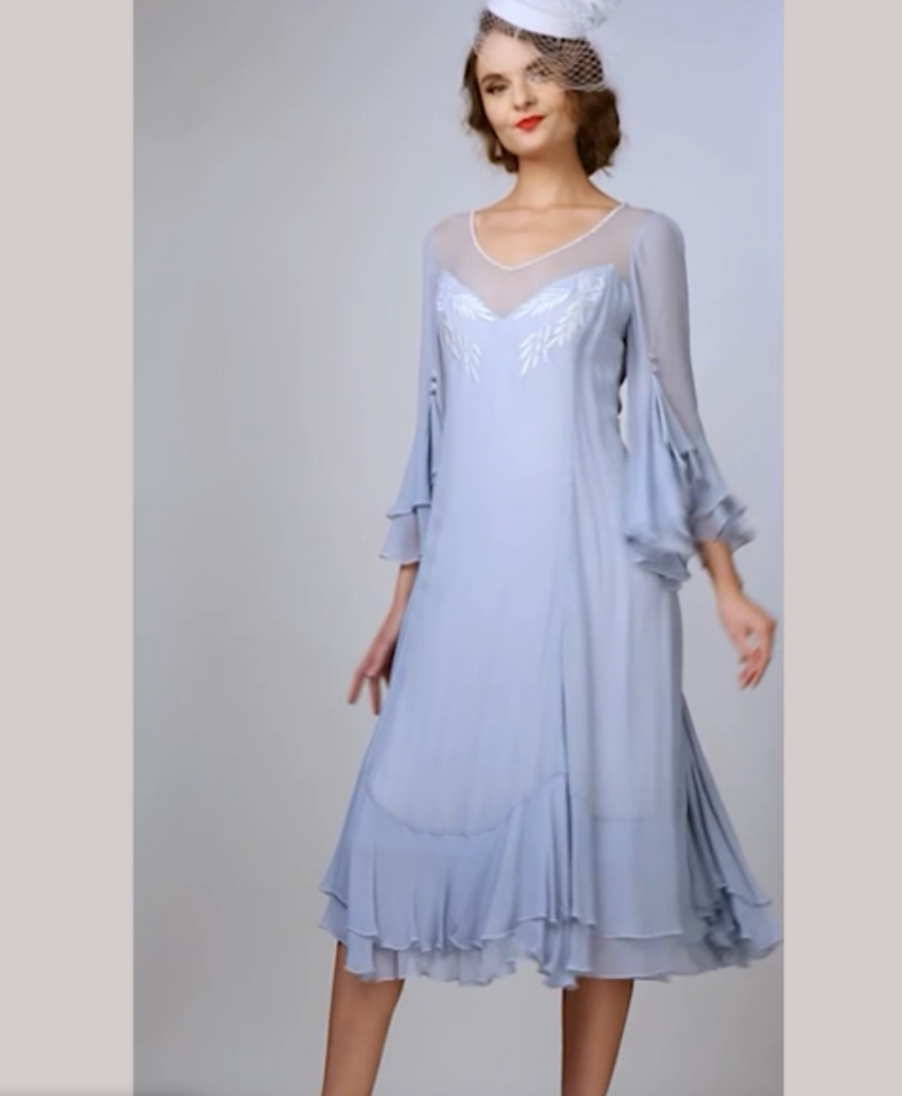 LAST ONE! Nataya Sky Blue Muli-Use, Midi Day Dress - ONLY SIZE 4 (sm) Remaining! Party, Cocktail, Women's Formal