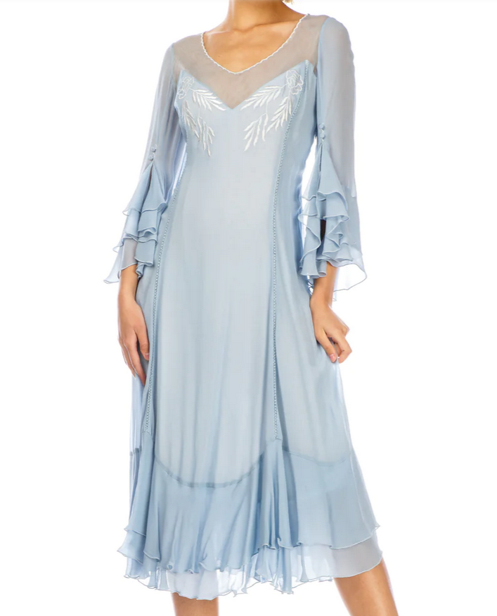 LAST ONE! Nataya Sky Blue Muli-Use, Midi Day Dress - ONLY SIZE 4 (sm) Remaining! Party, Cocktail, Women's Formal