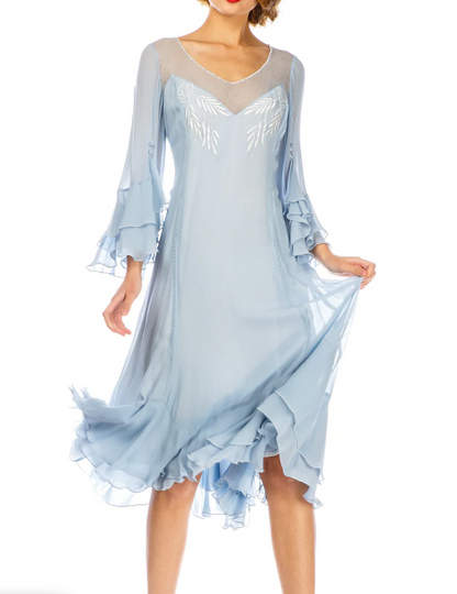 LAST ONE! Nataya Sky Blue Muli-Use, Midi Day Dress - ONLY SIZE 4 (sm) Remaining! Party, Cocktail, Women's Formal