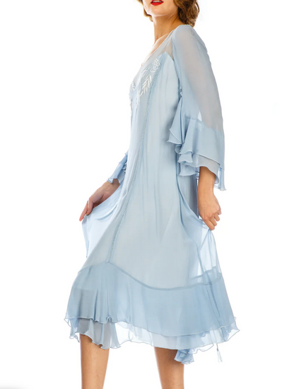 LAST ONE! Nataya Sky Blue Muli-Use, Midi Day Dress - ONLY SIZE 4 (sm) Remaining! Party, Cocktail, Women's Formal