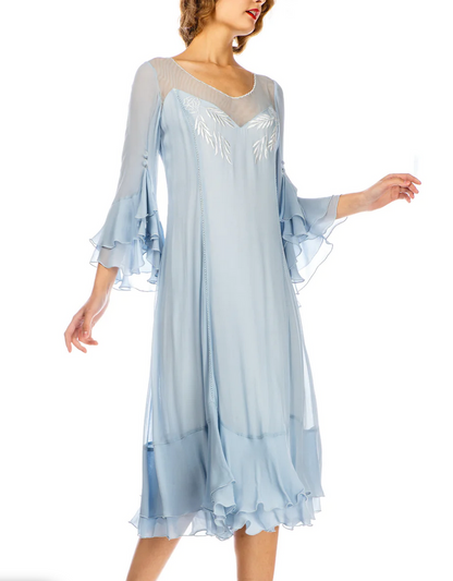 LAST ONE! Nataya Sky Blue Muli-Use, Midi Day Dress - ONLY SIZE 4 (sm) Remaining! Party, Cocktail, Women's Formal