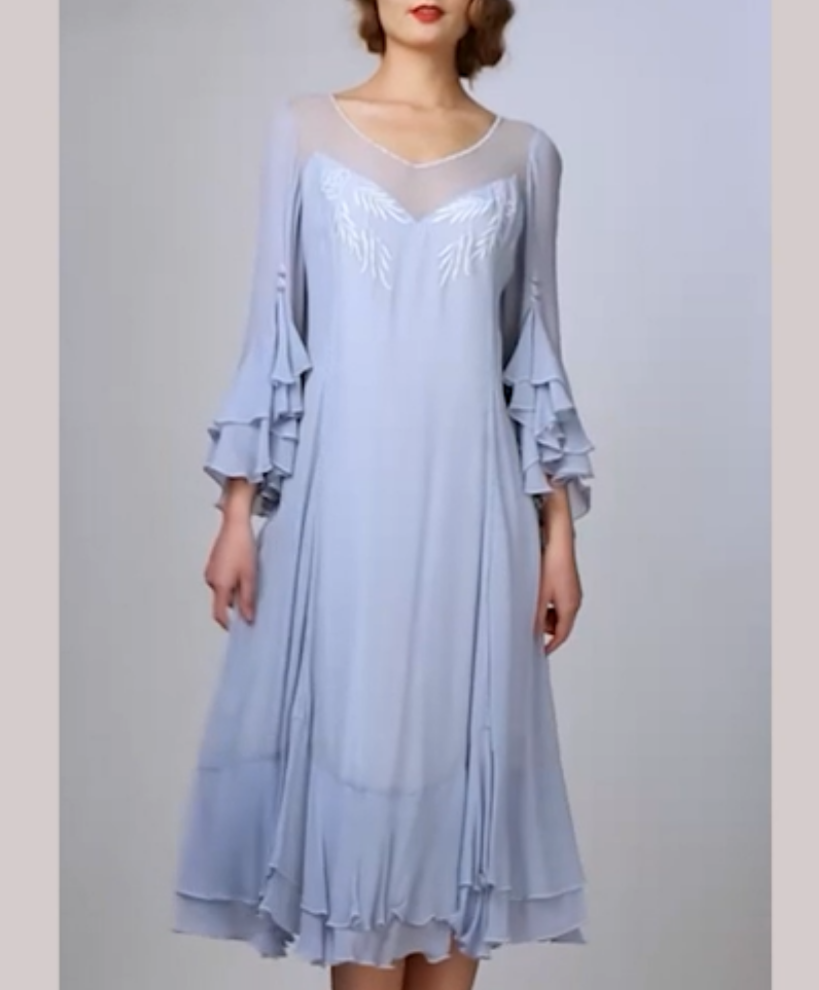 LAST ONE! Nataya Sky Blue Muli-Use, Midi Day Dress - ONLY SIZE 4 (sm) Remaining! Party, Cocktail, Women's Formal
