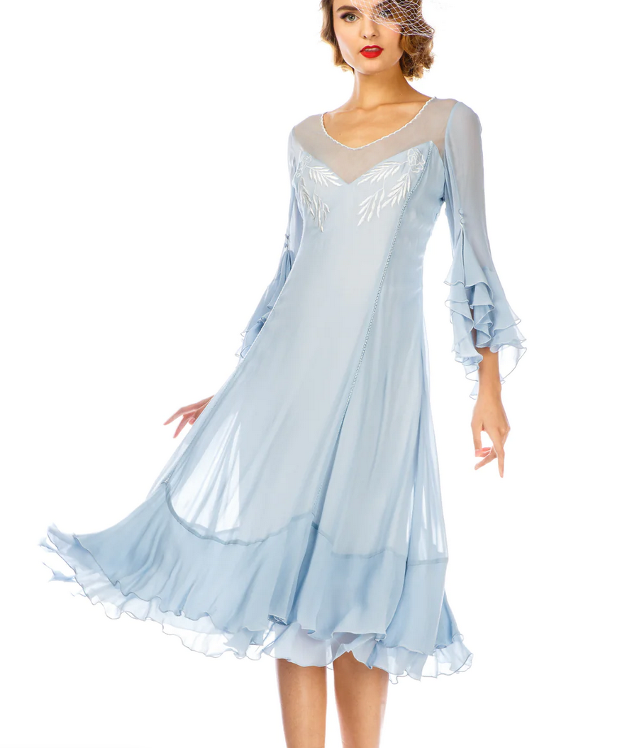 LAST ONE! Nataya Sky Blue Muli-Use, Midi Day Dress - ONLY SIZE 4 (sm) Remaining! Party, Cocktail, Women's Formal