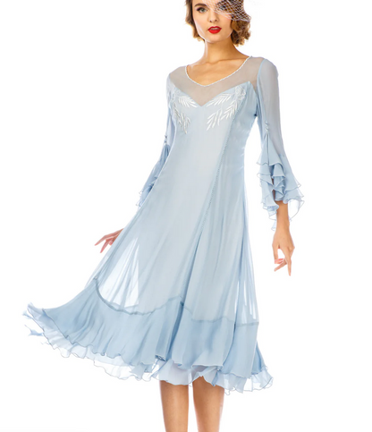 LAST ONE! Nataya Sky Blue Muli-Use, Midi Day Dress - ONLY SIZE 4 (sm) Remaining! Party, Cocktail, Women's Formal