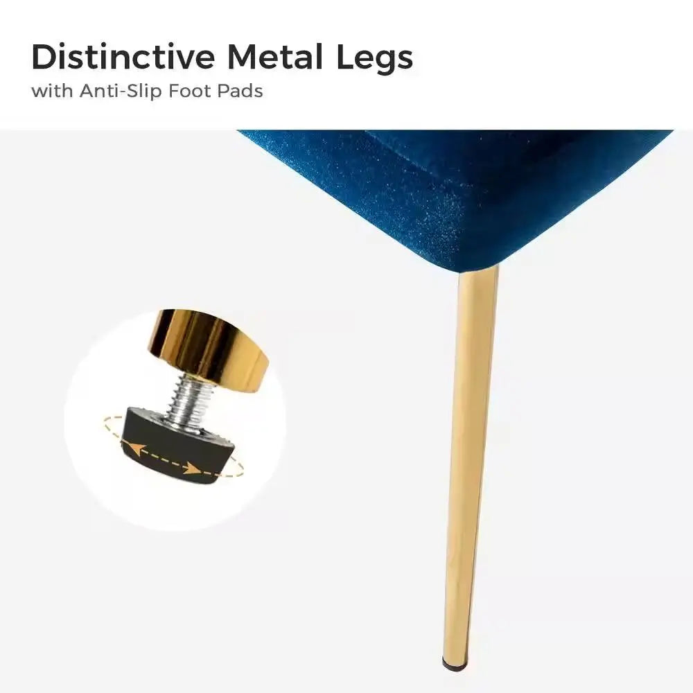 Navy Blue Velvet Upholstered Wingback Accent Side Chair w/ Gold Metal Legs - Living Room > Accent Chairs