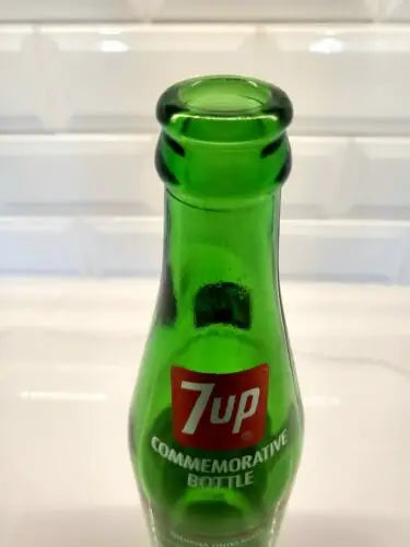 Green 7up commemorative bottle celebrating NCAA Championship Indiana Hoosiers souvenir empty collectible