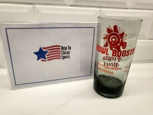 Vintage NCAA Fiesta Bowl souvenir glass with red design, perfect for collectors and fans