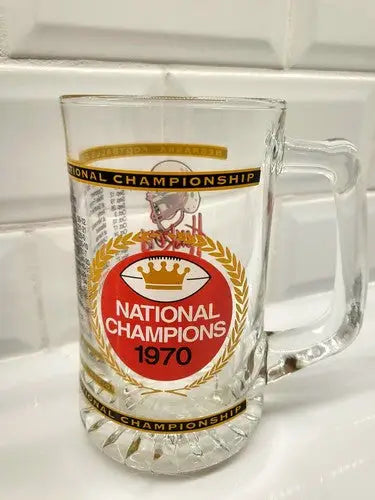 Nebraska Huskers Football 1970 National Champions Glass Mug Beer Stein Devaney