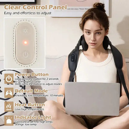 Neck Shoulder Massager with 2 Heat Levels for Pain Relief-Beige - Massager