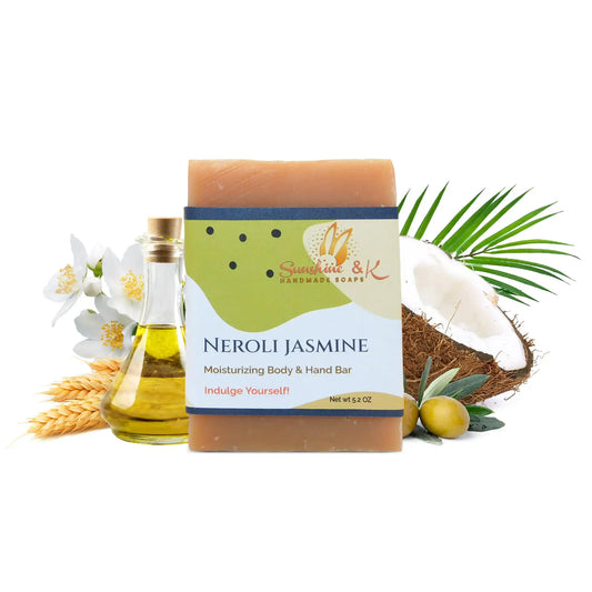 Neroli Jasmine moisturizing bar soap with rice bran oil and beeswax for soft skin