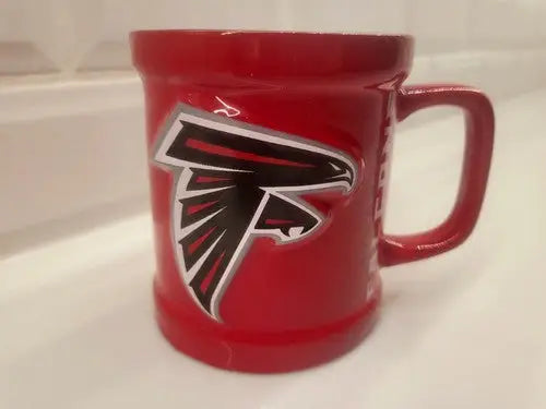 Red Atlanta Falcons ceramic coffee mug with 3D raised logo NFL licensed