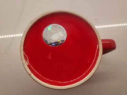 Red Atlanta Falcons ceramic coffee mug with holographic sticker inside NFL licensed