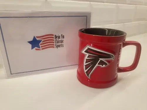 Red Atlanta Falcons ceramic coffee mug with 3D raised logo NFL licensed