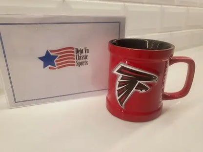 Red Atlanta Falcons ceramic coffee mug with 3D raised logo NFL licensed