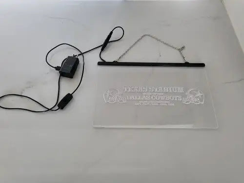 Dallas Cowboys etched glass LED sign with illuminated logo and power cord