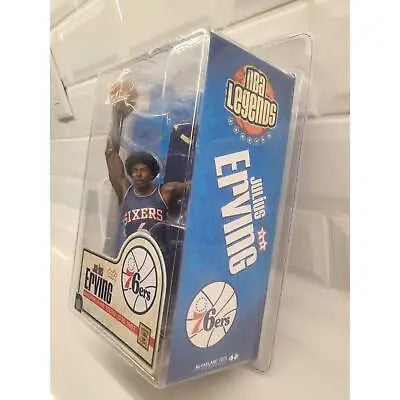 Julius Erving action figure in packaging wearing blue jersey for NBA McFarlane Legends