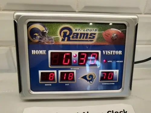 St Louis Rams LED scoreboard clock in new NFL Los Angeles Rams alarm clock product