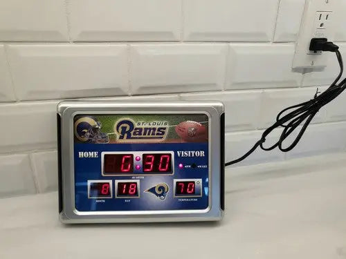 St Louis Rams LED scoreboard clock display on new NFL Los Angeles Rams alarm clock
