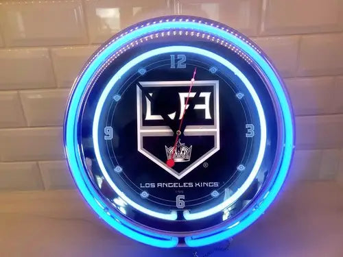 NEW Los Angeles Kings HBS Neon Purple Hockey Battery Powered Wall Clock (15’’)
