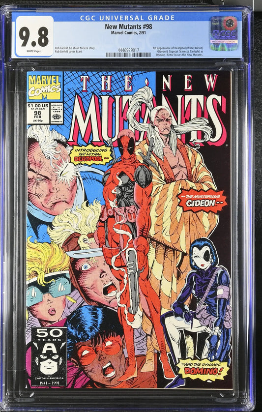 CGC graded 9.8 New Mutants comic book featuring Deadpool on the cover
