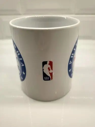 NBA Philadelphia 76ers ceramic coffee cup with white logo design