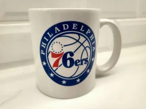 NBA Philadelphia 76ers ceramic coffee cup featuring Philadelphia 76ers logo