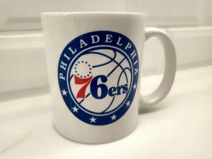 NBA Philadelphia 76ers ceramic coffee cup featuring Philadelphia 76ers logo