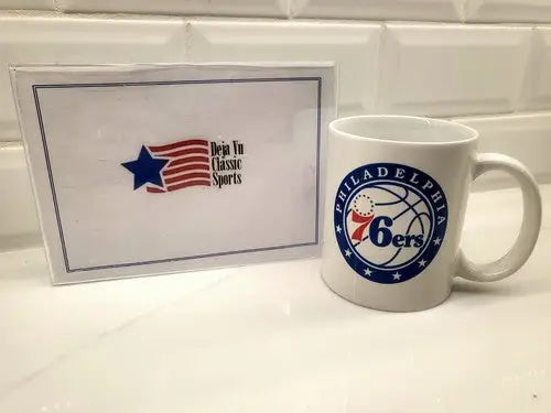 NBA Philadelphia 76ers ceramic coffee cup with white logo design