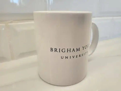 White Brigham Young University coffee mug from NCAA Pristine White collection