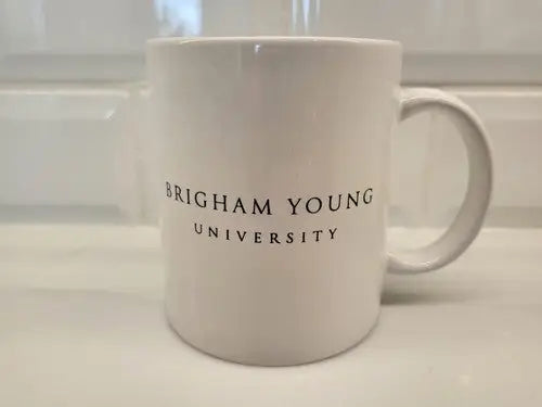 White Brigham Young University coffee mug from NCAA Pristine White collection
