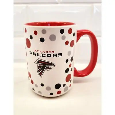 Atlanta Falcons ceramic coffee mug with unique polka dot logo design, 15oz capacity