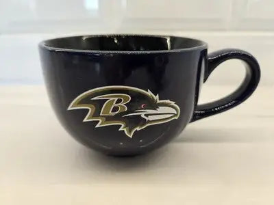 Dark blue Baltimore Ravens soup cup coffee mug with official logo, 15oz
