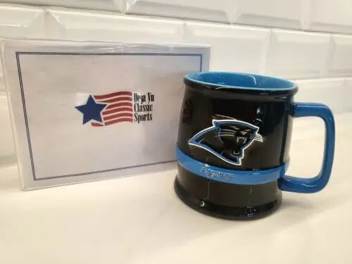 Carolina Panthers Black 3D Sculpted Ceramic Coffee Mug showcasing team pride