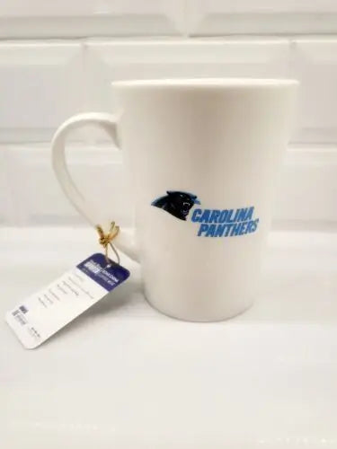 White Carolina Panthers Bone China Coffee Mug for official NFL fans 14oz capacity