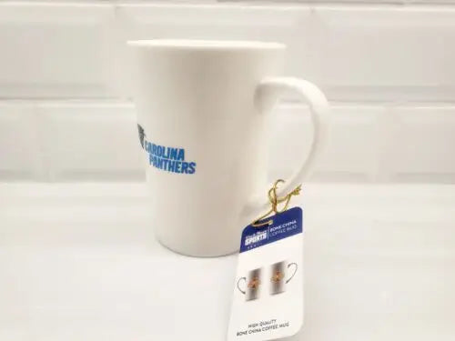 White Carolina Panthers Bone China Coffee Mug perfect for fans and collectors