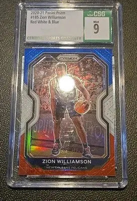Orleans Pelicans Zion Williamson graded basketball card with New Era hat collection