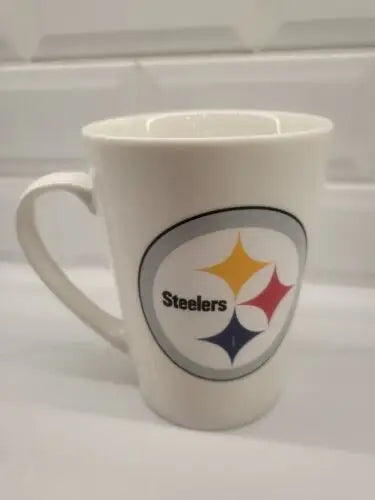 White Pittsburgh Steelers mug made of licensed bone china for coffee lovers