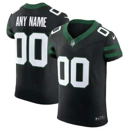 Black and green New York Jets Nike Alternate Vapor F.U.S.E. Elite Custom Jersey with number 00