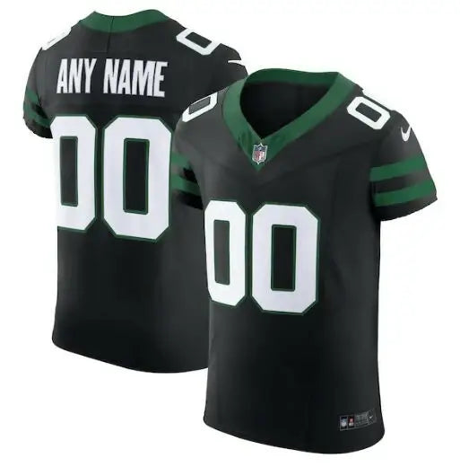 Black and green New York Jets Nike Alternate Vapor F.U.S.E. Elite Custom Jersey with number 00