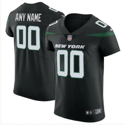 Customizable black New York Jets Nike Vapor Elite Custom Jersey for fans