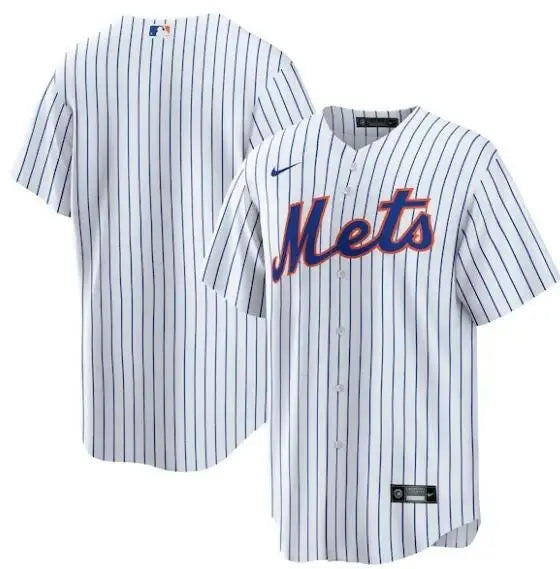 White pinstripe New York Mets Nike home replica baseball jersey