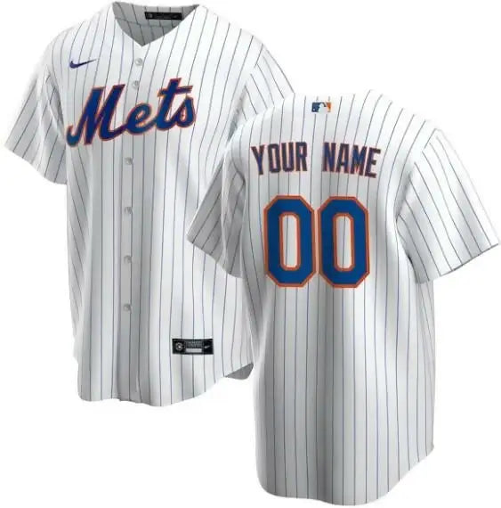 White pinstripe baseball jersey from New York Mets Nike Home Replica Custom Jersey