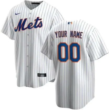 White pinstripe baseball jersey from New York Mets Nike Home Replica Custom Jersey